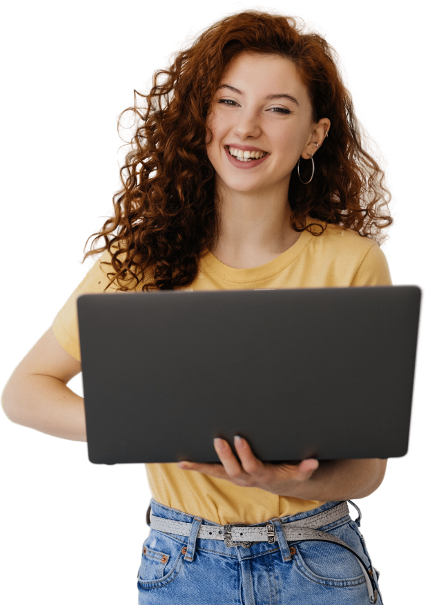 Student using a laptop